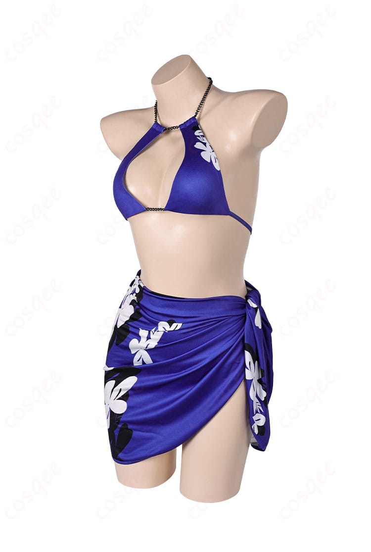 鉄拳8 麗奈の水着コスプレ衣装左側からの画像。衣装のシルエットと美しい仕上げがわかります。