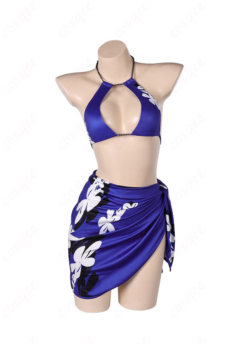 鉄拳8 麗奈の水着コスプレ衣装正面。高再現度でキャラクターの魅力を引き立てるデザイン。