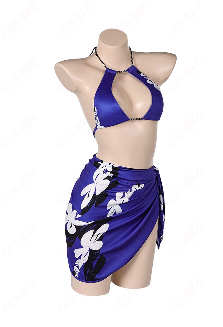 鉄拳8 麗奈の水着コスプレ衣装右側からの画像。詳細な衣装のデザインとラインが見える。