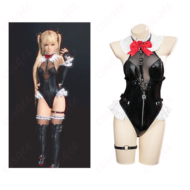 商品正面とキャラクター人物のコスプレ衣装の全体像。マリー・ローズの水着トゥインクル・ローズコスプレ衣装。