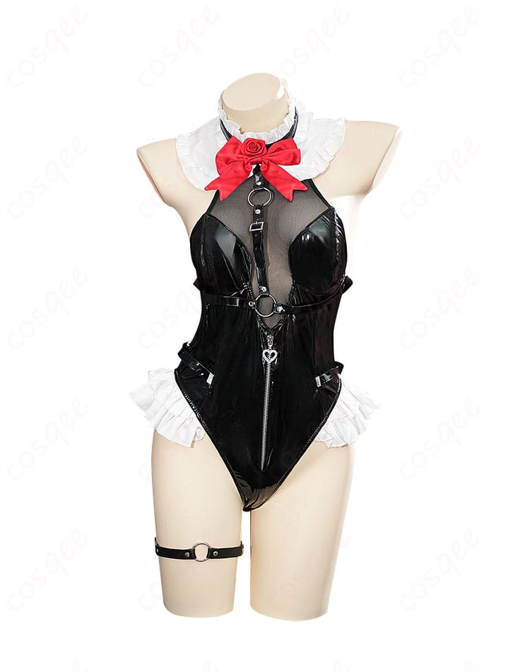 商品正面のレオタードと装飾がよく見える写真。水着トゥインクル・ローズのコスプレ衣装詳細。