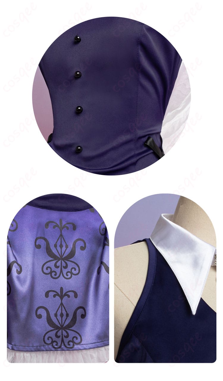 コードギアス C.C. コスプレ衣装 装飾細部画像 - 襟や袖の精巧な刺繍や装飾がしっかりと再現。