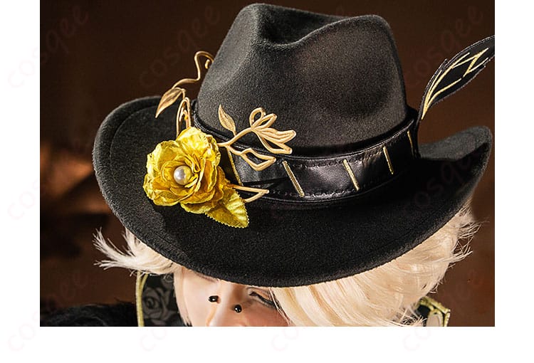 帽子の詳細。探鉱者・ノートン・キャンベルの衣装に合わせた美しい帽子。