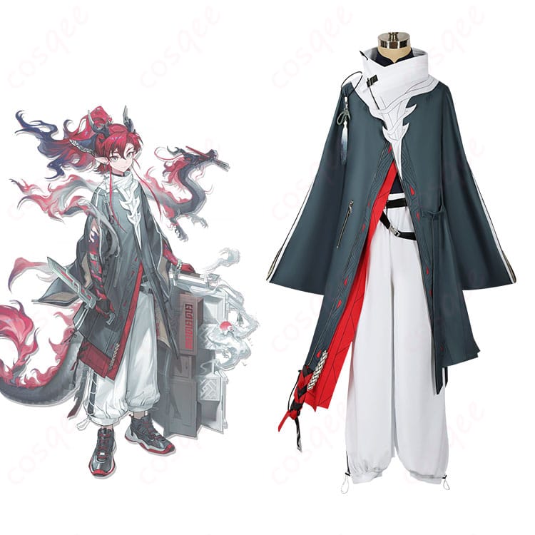 「アークナイツ ユウ コスプレ衣装の商品正面とキャラクターユウの組み合わせ画像。ゲームのキャラクターを忠実に再現。コスプレ衣装通販。」