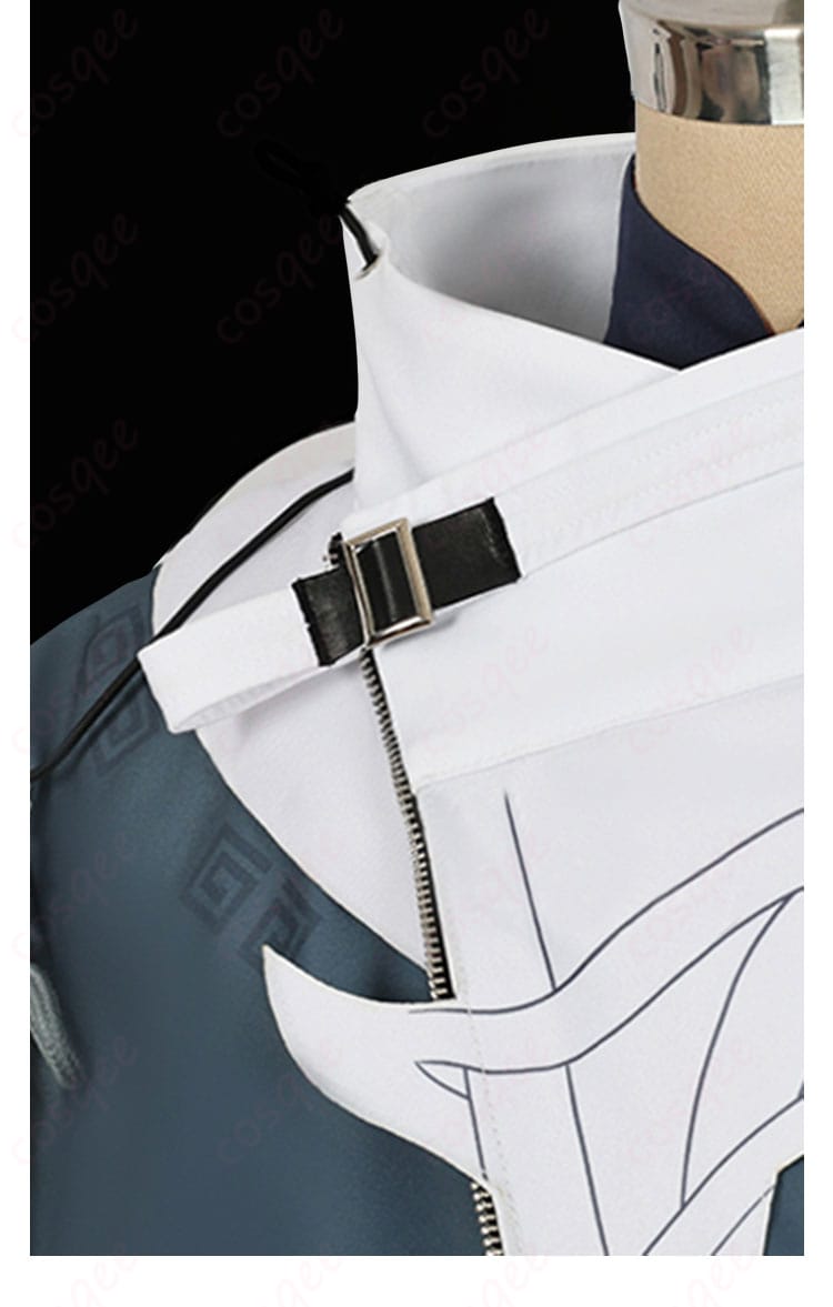 「アークナイツ ユウ コスプレ衣装の衣服襟の装飾詳細画像。精緻な刺繍と装飾でユウのデザインを再現。」