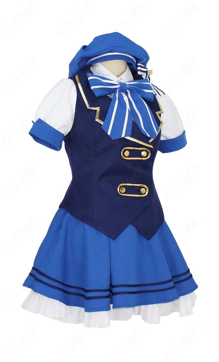 商品右側写真 - メイド服コスプレ衣装の右側からのショット、スカートとベストの細部まで再現されたデザインが魅力的。