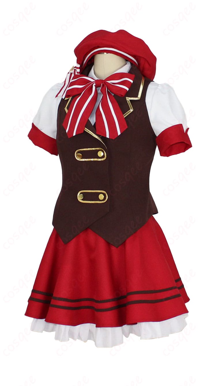 ココアメイド服コスプレ衣装の左側の画像。きれいに仕上げられたディテール。