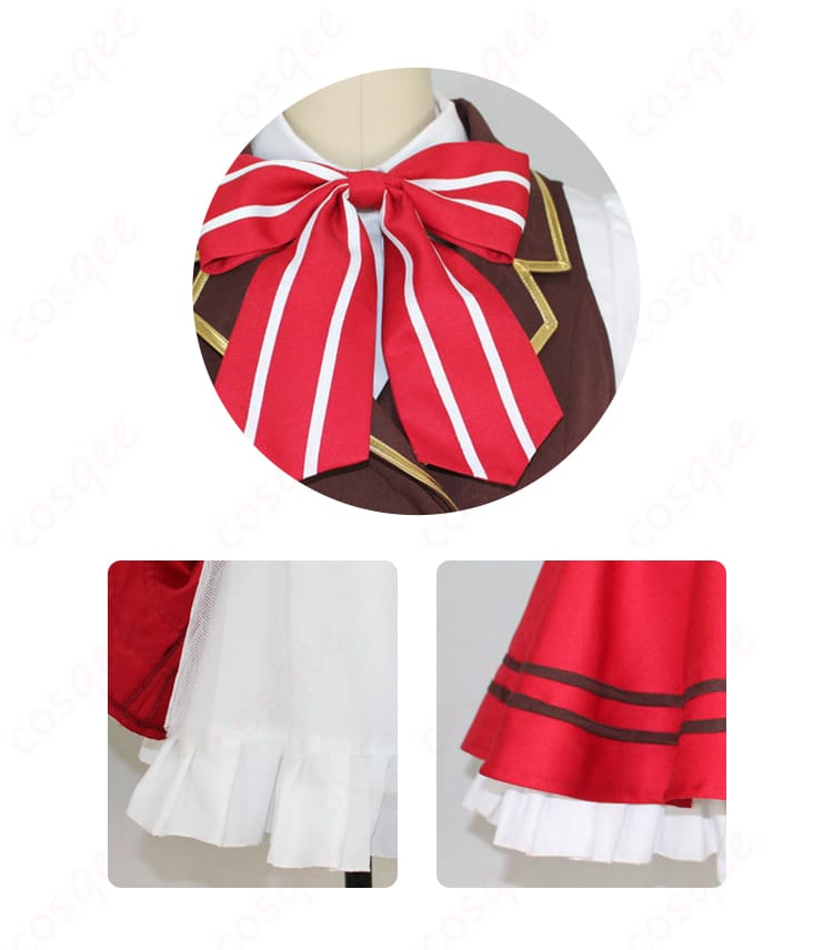 ココアメイド服の襟とスカートの装飾ディテール。精緻な作りと美しいデザイン。