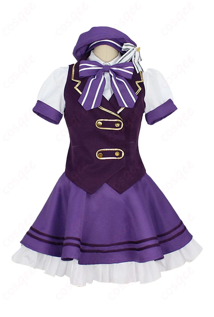 リゼ メイド服 コスプレ衣装の正面ビュー。ディテールにこだわったデザイン、アニメ『ごちうさ』のキャラクターを完璧に再現。