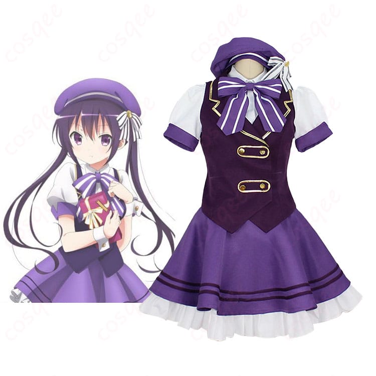 リゼのメイド服コスプレ衣装とキャラクター「天々座理世(リゼ)」の正面画像。可愛らしいデザインと忠実再現された衣装。