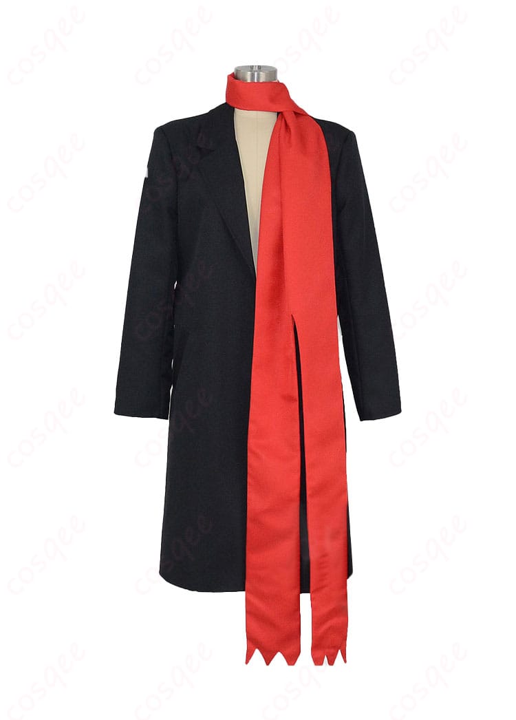 ギルティクラウン 桜満集 コスプレ衣装 正面から見た全体像。高忠実度で再現されたコートとマフラーが特徴です。コスプレ衣装をお探しの方におすすめ。