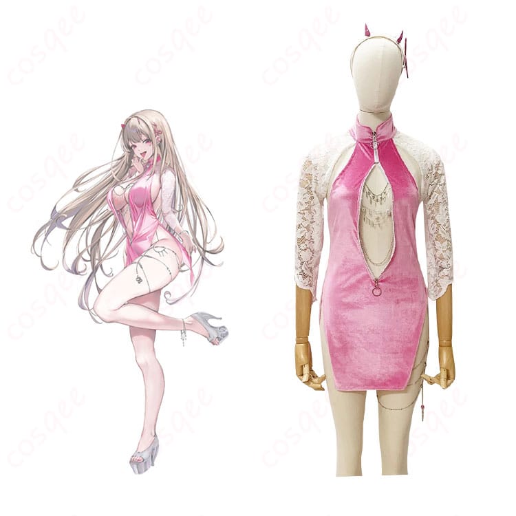 商品正面とキャラクター バイパーのコスプレ衣装が融合した画像。『勝利の女神:NIKKE』のバイパーコスプレ衣装のディテールをご覧ください。高い再現度で完璧なコスプレを実現。