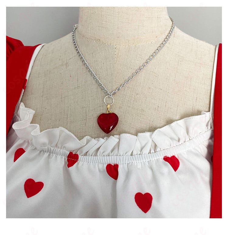 愛心のネックレス装飾の詳細画像。アイカツ!星宮いちごコスプレ衣装のアクセサリー詳細。