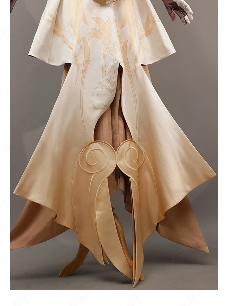 黄金裔 アグライア コスプレ衣装 スカート裾の装飾細部、エレガントなデザインが特徴。