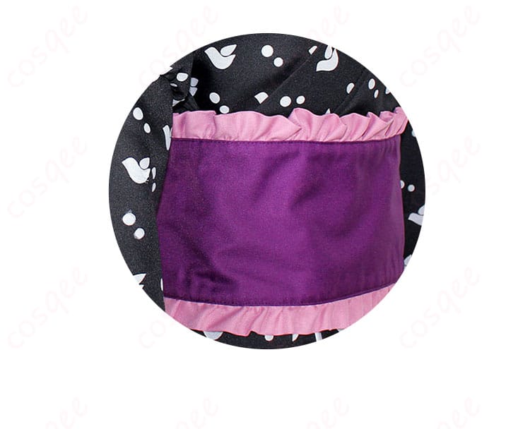 腰ベルト装飾細部画像 - 和服メイド服の腰ベルト装飾のクローズアップ、精巧な仕立てを強調。