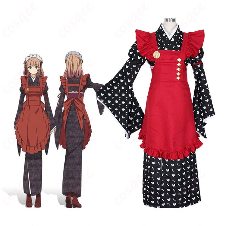 商品正面とキャラクターの組み合わせイメージ - AMNESIA 主人公の和服メイド服コスプレ衣装、忠実再現の詳細画像。