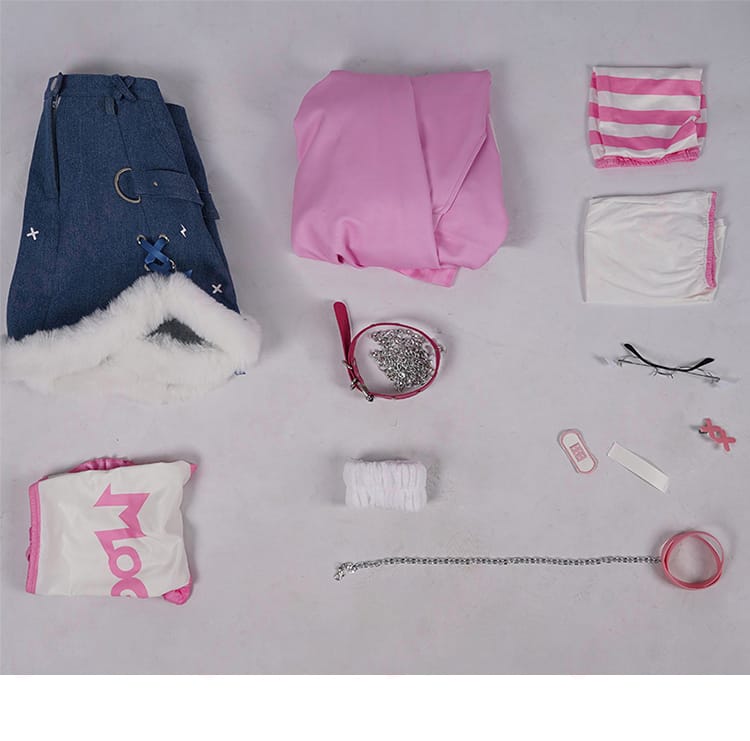 セット内容を展示した画像 - コスプレ衣装の全体セット内容をご覧ください