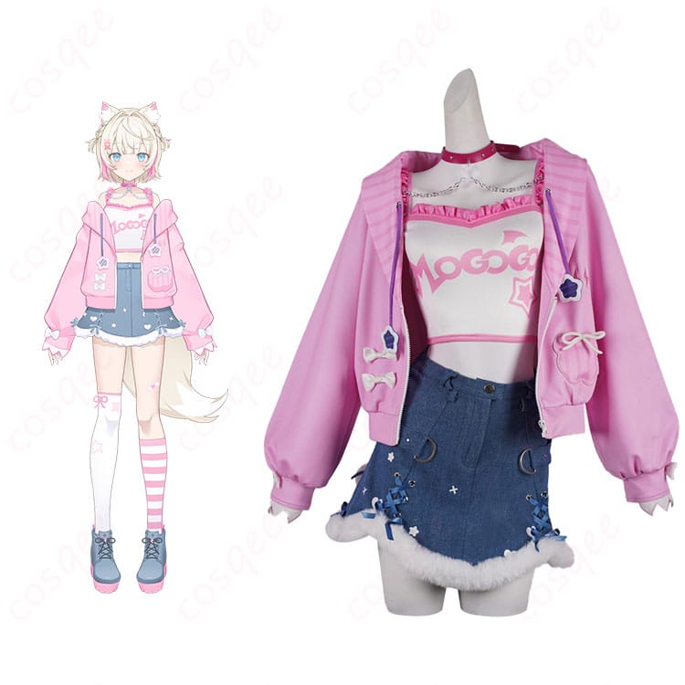 商品正面とキャラクターのモココ・アビスガードのコスプレ衣装を着た画像 - 透湿性と耐久性に優れた新衣装