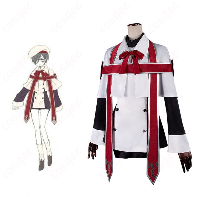 商品正面とシエル・ファントムハイヴのコスプレ衣装を合わせた画像 - 黒執事 シエル・ファントムハイヴの聖歌隊コスプレ衣装