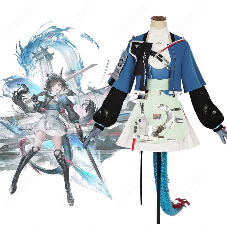 アークナイツ チェン・センユー コスプレ衣装 正面とキャラクターの組み合わせ画像