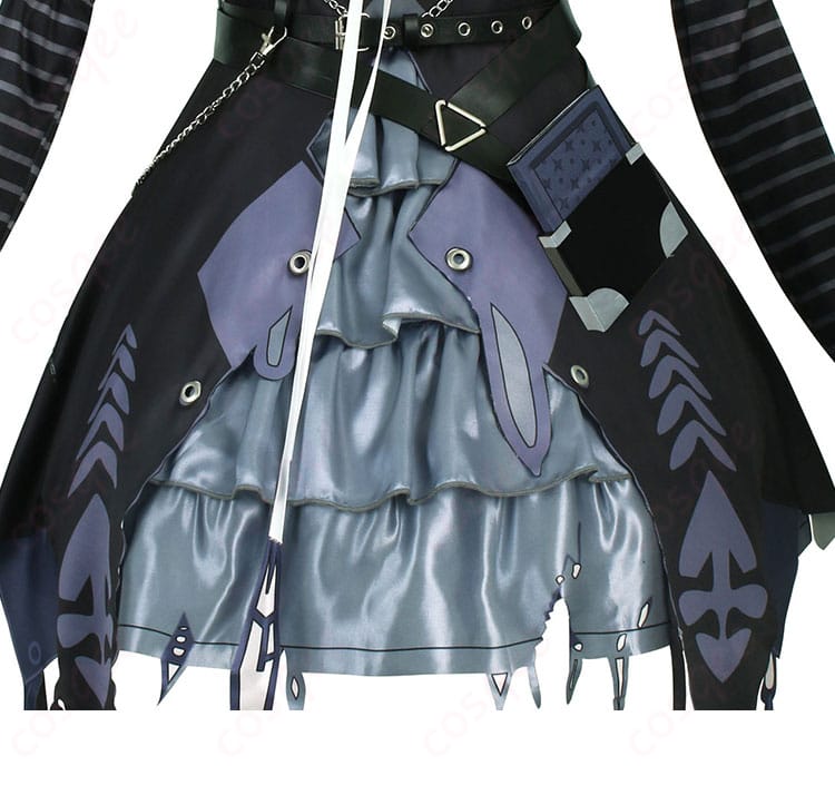 シオリ・ノヴェラ コスプレ衣装のスカート装飾、華やかな花模様と刺繍