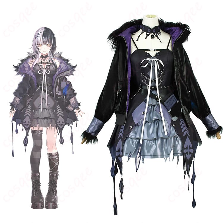 シオリ・ノヴェラのコスプレ衣装正面、キャラクターとリアルに融合したデザイン