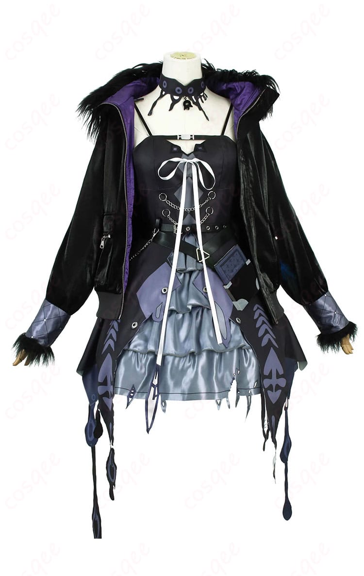 シオリ・ノヴェラ コスプレ衣装正面全景、細部まで忠実再現された初期衣装