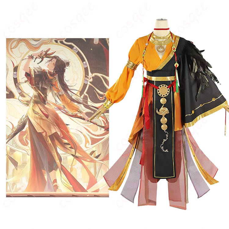 無期迷途 ヤオ コスプレ衣装 燃える神舞 商品正面とキャラクター人物の結合図。高還元度のデザイン、細部まで忠実に再現。今すぐチェック!