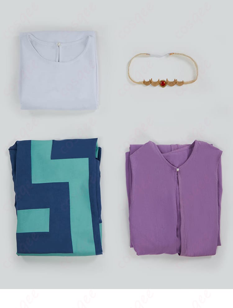 ゼルダ姫 コスプレ衣装 セット内容画像 – ゼルダ姫のコスプレ衣装セット内容、コート、ワンピース、マントなどが含まれる