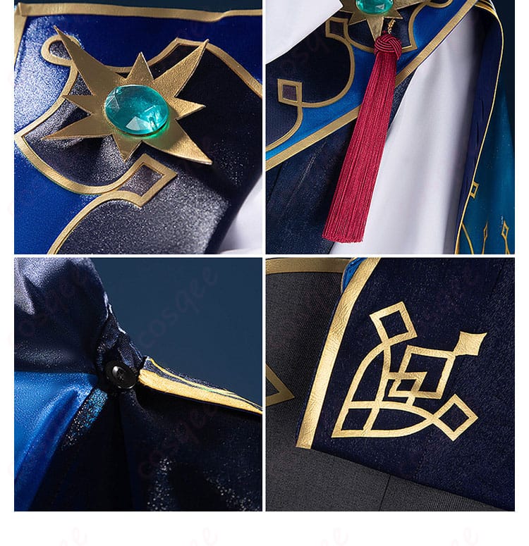 衣装の衣領と衣襟装飾の詳細。精緻なデザインが、キャラクターの個性を反映しています。