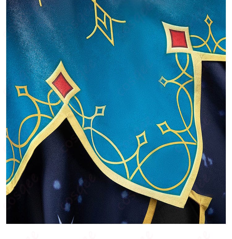 披風の背面装飾の詳細。細部のデザインにまでこだわり、キャラクターを忠実に再現しています。