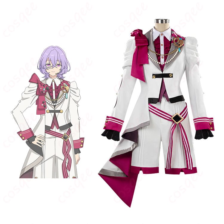 商品正面とキャラクター人物の融合画像 - ユメ、エス、カンナ、ライカ コスプレ衣装の正面とキャラクターを結びつけた美しいコスプレシーン。