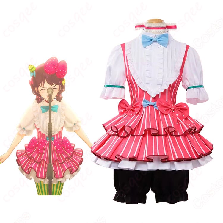 商品正面とキャラクターの組み合わせ画像 – 井芹仁菜のコスプレ衣装の正面とキャラクターが一緒に映っている画像。コスプレファン必見!