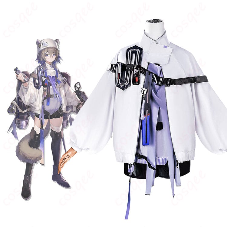 アークナイツ コントレール コスプレ衣装 商品正面とキャラクターとの融合ショット。忠実再現されたデザインで、コスプレにぴったり。