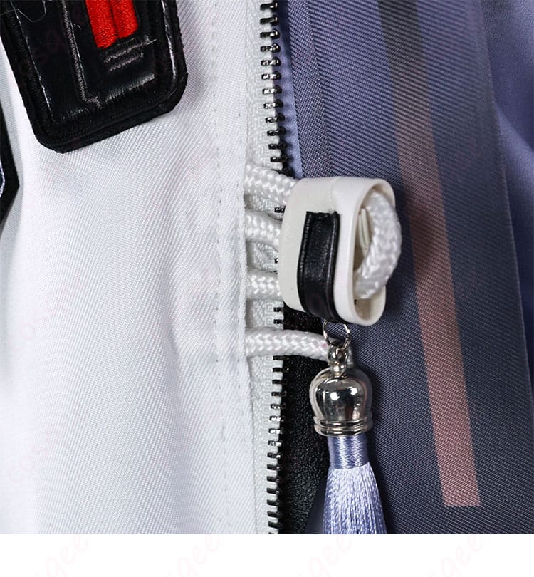 アークナイツ コントレール コスプレ衣装 衣服の門襟装飾ディテール。繊細な刺繍とデザインが再現されています。