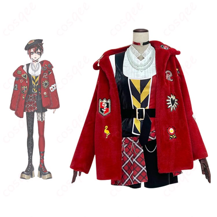 商品正面とキャラクターリドル・ローズハートの衣装が一緒に写った画像 – ツイステッドワンダーランドのリドル・ローズハートコスプレ衣装