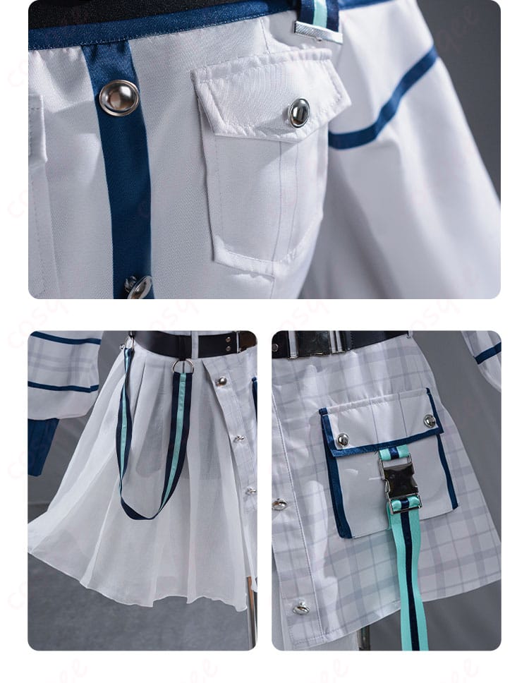 上衣の胸ポケットとスカート装飾詳細 – 上衣の胸ポケットとスカートの装飾の詳細な写真