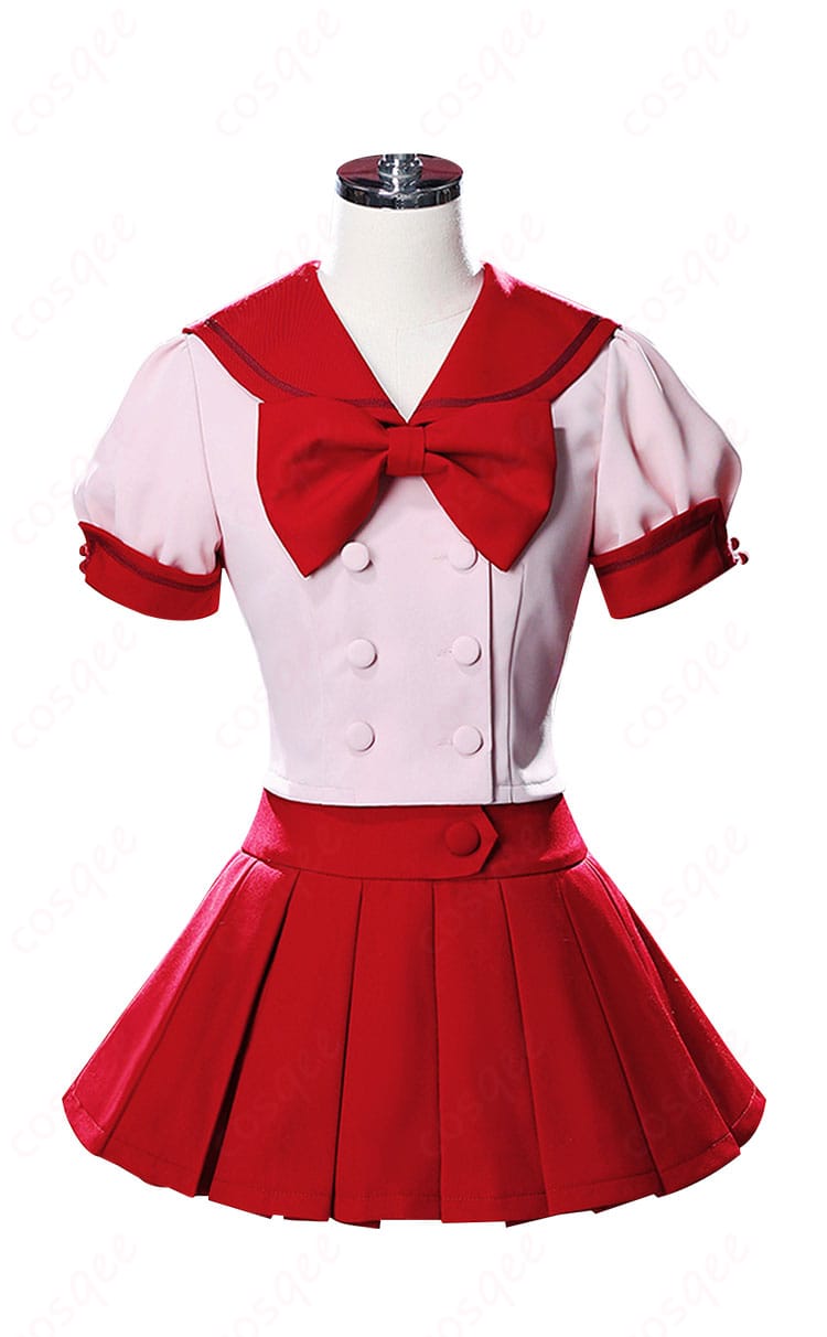 商品正面画像 - ぴちぴちピッチの宝生波音と七海るちあ制服コスプレ衣装の正面画像。美しいディテールが特徴的です。