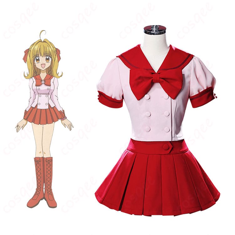 商品正面とキャラクターの組み合わせ画像 - ぴちぴちピッチの宝生波音と七海るちあのコスプレ衣装の正面画像。キャラクターの魅力が忠実に再現されています。