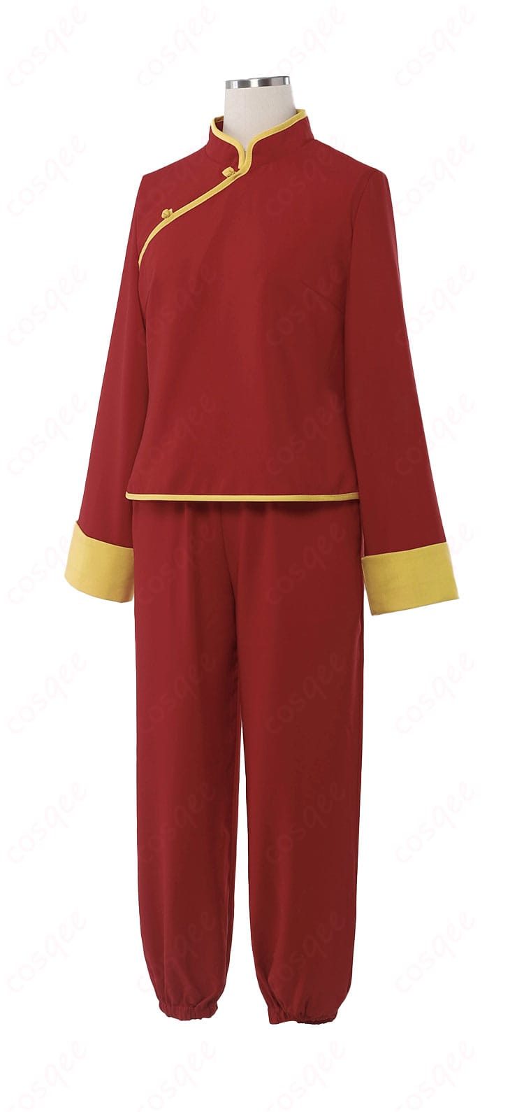 商品側面の画像。銀魂 神楽 チャイナ服 コスプレ衣装の全体的なシルエットとフィット感がわかります。