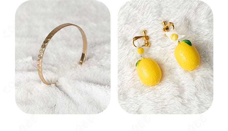 パープレックス コスプレ衣装 リスト&イヤリング細部|小物もセットで完璧