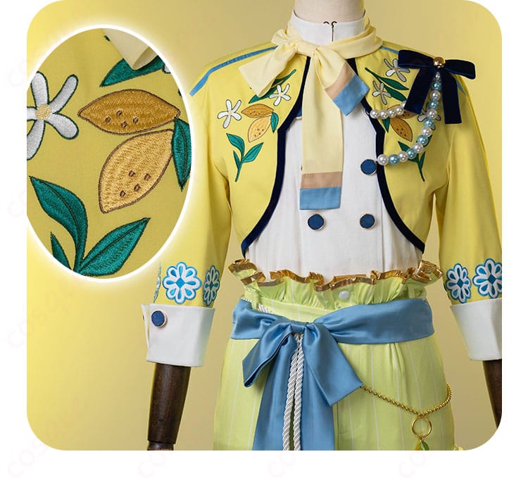 パープレックス コスプレ衣装 衣襟チェーン&ブローチ詳細|高級感ある金属パーツ