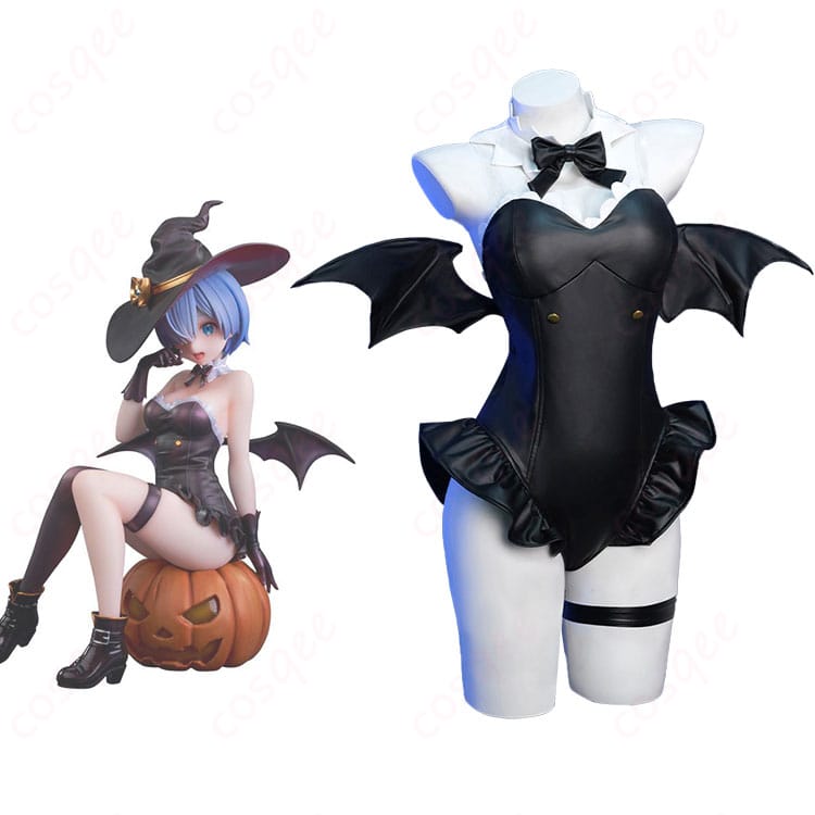 商品服装とキャラクターのコラボレーション図。Re:ゼロ レム 幻夜の魔法使いver. コスプレ衣装の詳細を確認。