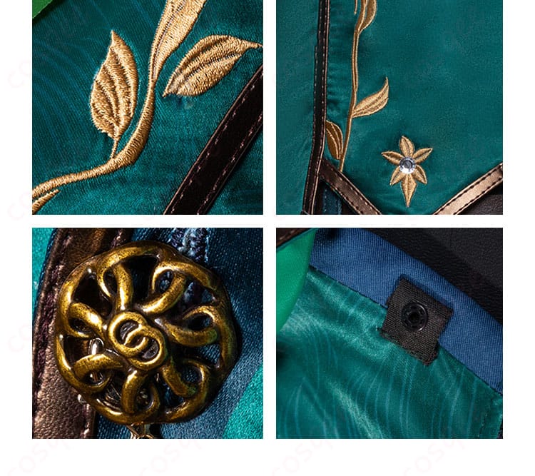 コスプレ衣装の襟部分の装飾ディテール。細かい刺繍や装飾が目を引きます。