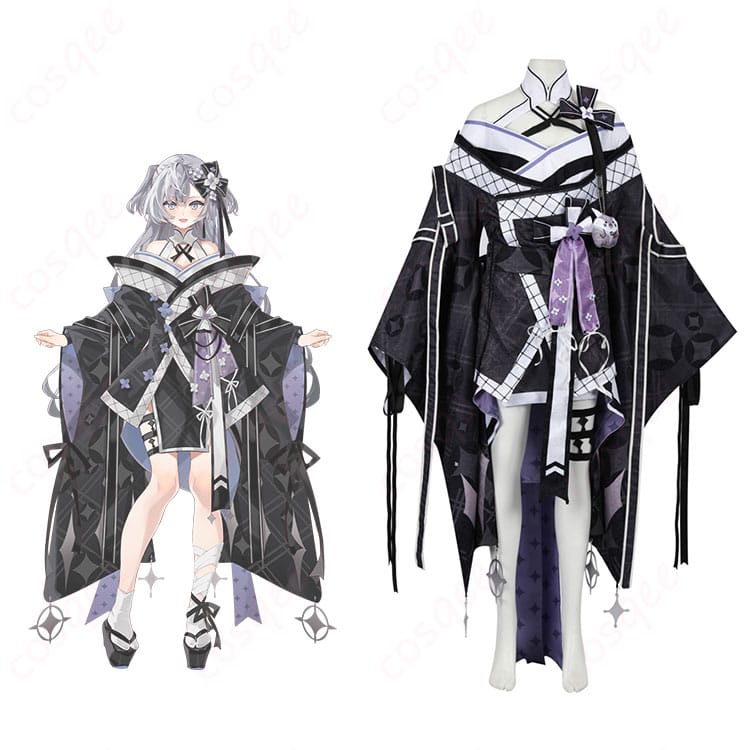 ホロライブ ベスティア・ゼータの着物コスプレ衣装の全体像を示す画像。キャラクターとの高い再現度が特徴。