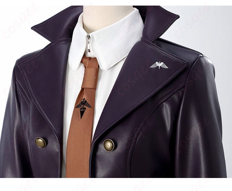 ダンガンロンパ 霧切響子 コスプレ衣装の襟とネクタイの装飾細部。精巧な刺繍と高い再現度が特徴です。