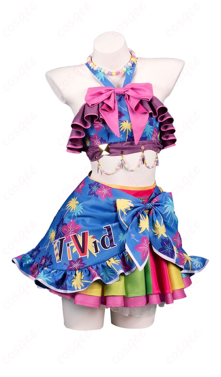 神崎美月のコスプレ衣装正面図。アイカツオンパレード!の美しいデザインが際立つ、細部まで再現されたトップスとスカートのセット。