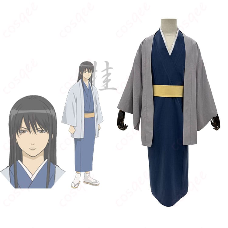 銀魂 桂小太郎 コスプレ衣装とキャラクターの比較画像。高再現度の羽織と和服が特徴。