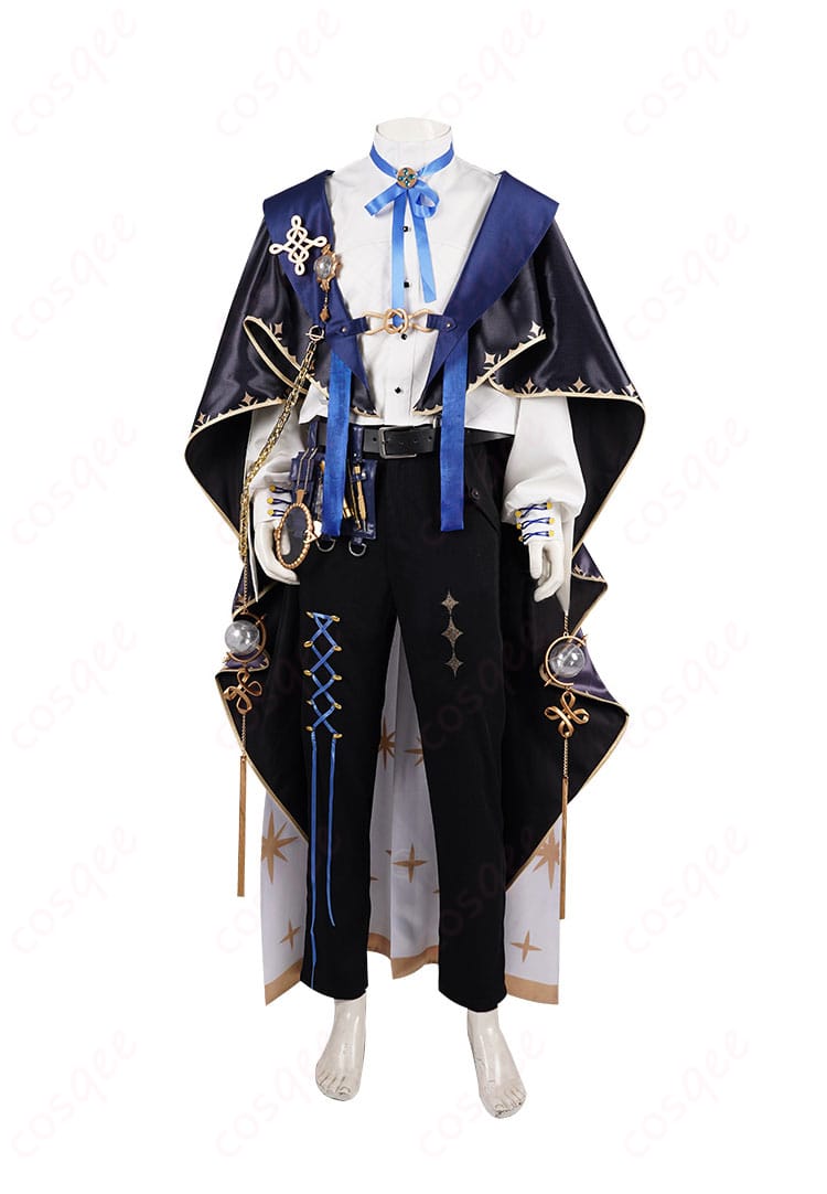 星導ショウの鑑定士の服コスプレ衣装の前面詳細。高品質な素材と仕立てが特徴。