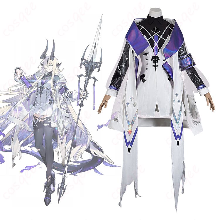 アークナイツ エブラナ・ダブリン コスプレ衣装とキャラクターのリアルな再現画像。高再現度のコスプレ衣装で、エブラナの特徴的な装飾が完璧に再現されています。